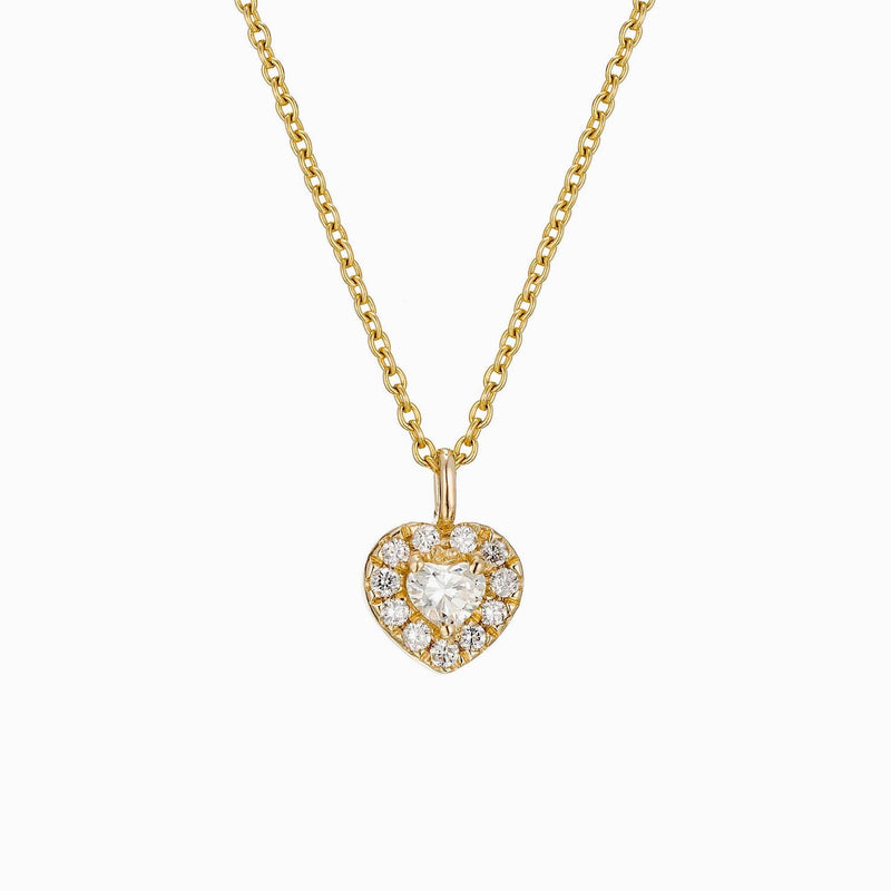 Halo Necklace, Heart Diamond Cut / 14k Gold /Diamond Pendant / Every Day Diamond Heart Necklace / Dainty Diamond Necklace / Heart Necklace - MIUR ART