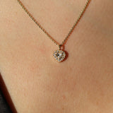 Halo Necklace, Heart Diamond Cut / 14k Gold /Diamond Pendant / Every Day Diamond Heart Necklace / Dainty Diamond Necklace / Heart Necklace - MIUR ART
