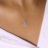 Halo Necklace, Pear Diamond Cut / 14k Gold Pear Diamond Pendant / Every Day Diamond Pear Necklace / Dainty Diamond Necklace / Pear Necklace - MIUR ART