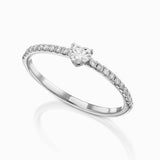 Heart Diamond Ring in 14K Gold 0.25 CT Natural Diamond- Dainty Diamond Sparkling Jewelry Selection for the very best in Unique Rings - MIUR ART