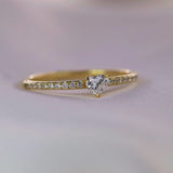 Heart Diamond Ring in 14K Gold 0.25 CT Natural Diamond- Dainty Diamond Sparkling Jewelry Selection for the very best in Unique Rings - MIUR ART