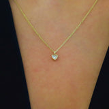 Heart Diamond Solitaire Necklace, 1/6 CTW Natural Diamonds, Bezel Set, Chain Choker Diamond, Heart Shape Diamond For Mother's day - MIUR ART