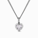 Heart Diamond Solitaire Necklace, 1/6 CTW Natural Diamonds, Bezel Set, Chain Choker Diamond, Heart Shape Diamond For Mother's day - MIUR ART