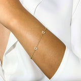 Heart Link Bracelet, Heart Bracelet, Gold Heart Chain Bracelet, Love Chain Bracelet in 14K Solid Gold, 0.20 CTW Natural Diamond - MIUR ART