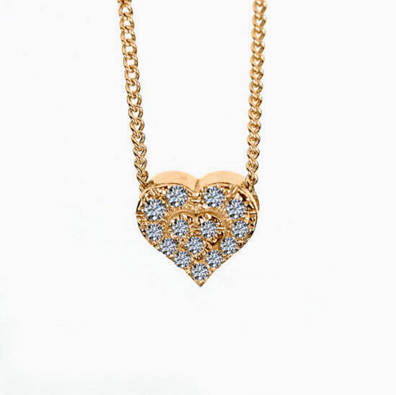 Heart Shape 14K Micro Pave Diamond Necklace / Diamond Necklace / Gift for Her / Dainty Diamond Necklace / Tiny Necklace/ Love Necklace - MIUR ART