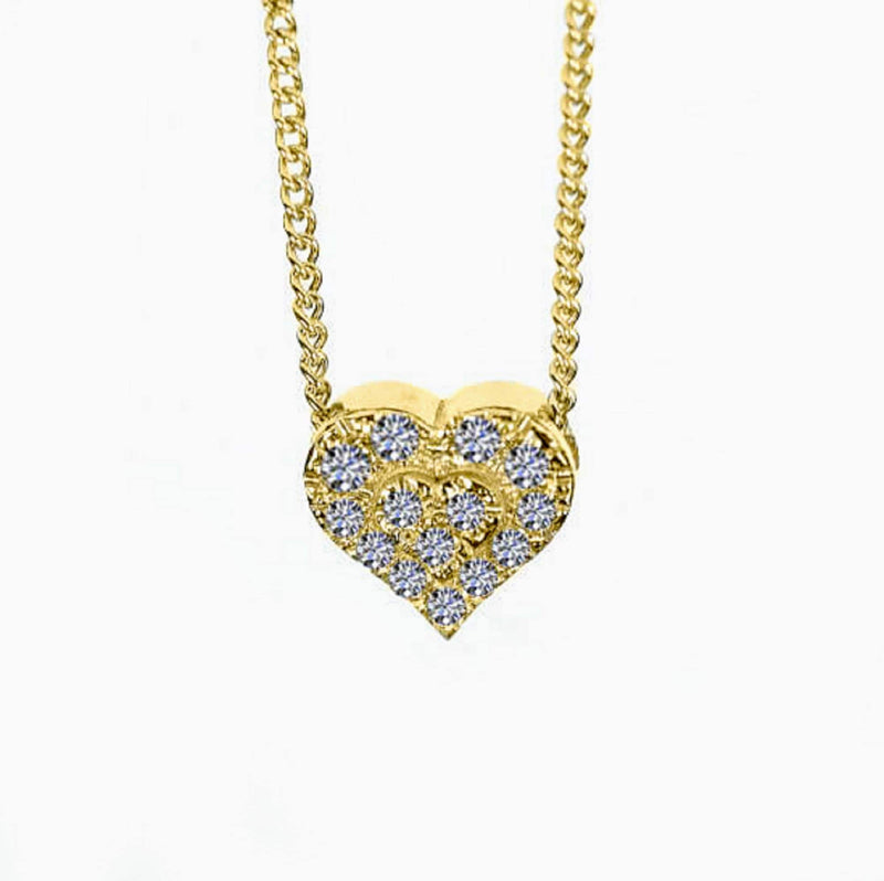 Heart Shape 14K Micro Pave Diamond Necklace / Diamond Necklace / Gift for Her / Dainty Diamond Necklace / Tiny Necklace/ Love Necklace - MIUR ART