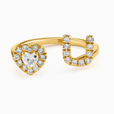 I Love You Diamond Halo Ring / Heart Diamond Cut / Halo Ring / 14k Gold Ring / Diamond Promise Ring / I Love You Ring / Open Ring - MIUR ART
