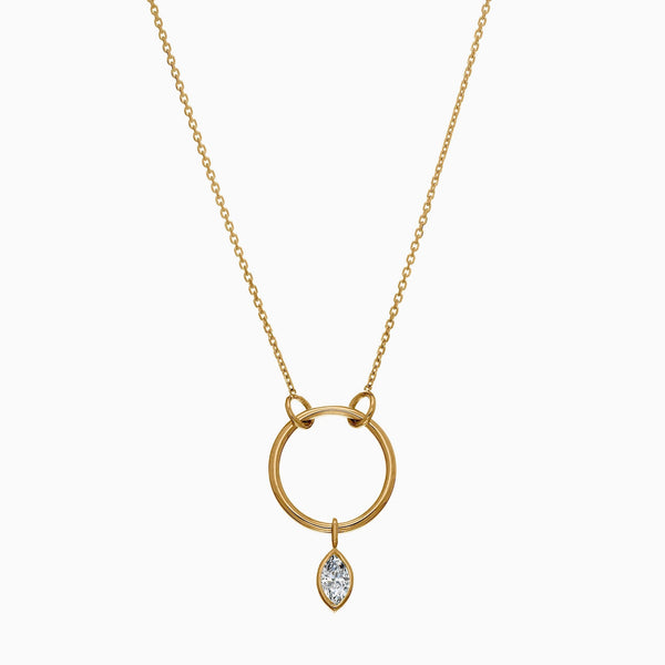 Open Circle Necklace with Marquise Diamond