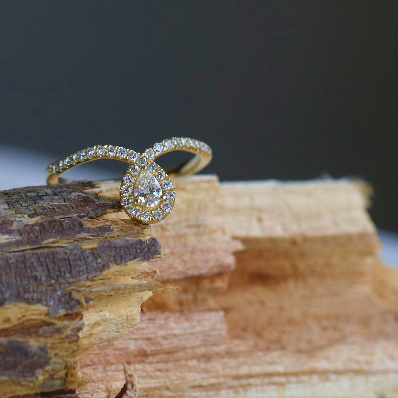 Infinity Ring / Diamond Infinity Ring / Micro Pave Infinity Twist Ring in 14K Gold Yellow Diamonds/ Infinity Wedding Band / Labor Day Sale - MIUR ART