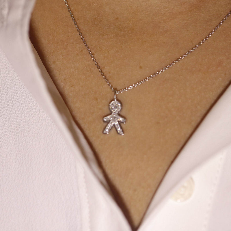 Little Man Necklace, Man Necklace, Diamond Little Man Doll Necklace, Mother's Day, Gift For Mom, Mother Daughter Necklace, Birthday Gift - MIUR ART