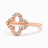 Lucky Clover Diamond Ring in 14K Gold, 1/10 CTW Natural Diamond, Dainty Ring Diamond, Engagement Ring, Miur Art Jewelry - MIUR ART