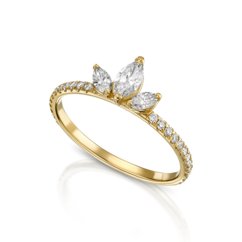 Marquise Diamond Crown Ring, Marquise Diamond Ring, Marquise Cut Engagement Ring, Marquise Engagement Ring, Wedding Ring, Diamond Ring - MIUR ART
