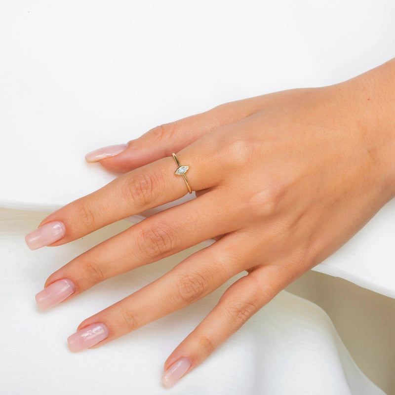 Marquise Diamond Ring, Bezel Setting in 14K Gold- Marquise Ring, Minimal Marquise Ring, The Best Gift for her by MIUR ART - MIUR ART