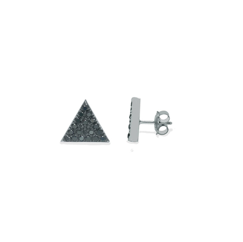 Men's Earrings Black Diamond Triangular Shape, Micro Pave Setting, 14K Gold, 1/3 CTW Natural Diamond, Men's Gift, Unisex Earring. - MIUR ART