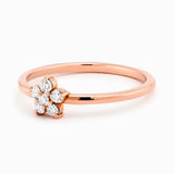 Minimalist Diamond Ring Flower Shape in 14K Solid Gold- Trendy Flower Ring, Gift for Her , Dainty Diamond Flower Ring by MIUR ART - MIUR ART