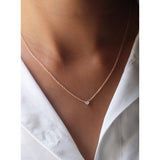 Minimalist Heart Necklace, Diamond Solitaire Set Heart Necklace in 14K Solid Gold, Heart Diamond, Heart Chain Choker, Heart Diamond - MIUR ART