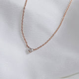 Minimalist Heart Necklace, Diamond Solitaire Set Heart Necklace in 14K Solid Gold, Heart Diamond, Heart Chain Choker, Heart Diamond - MIUR ART