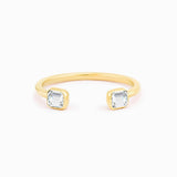 Open Diamond Ring Emerald Shape in 14K Solid Gold / 2 Emerald Diamonds / Open Band ring / Open Ring / Emerald Diamond / Dual Diamond Ring - MIUR ART