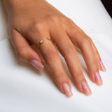Open Diamond Ring Emerald Shape in 14K Solid Gold / 2 Emerald Diamonds / Open Band ring / Open Ring / Emerald Diamond / Dual Diamond Ring - MIUR ART