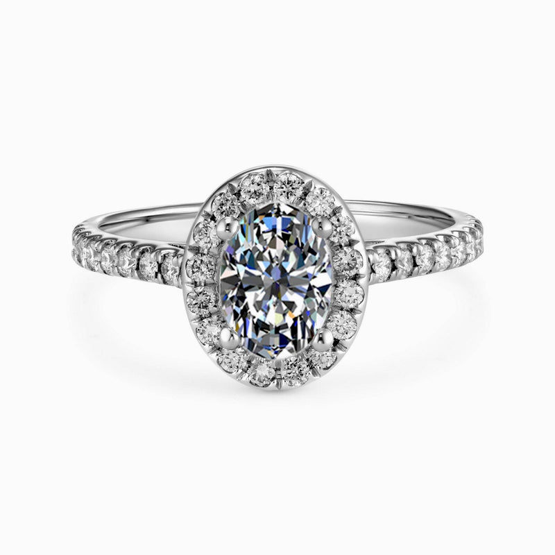 Oval Engagement Ring in 14K Gold 1.00 CT Diamond / Diamond Engagement Ring / Oval Cut Ring / Halo Ring / Natural Oval Diamond - MIUR ART