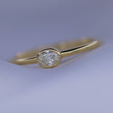 Oval Ring / Oval Diamond Ring / 14k Solid Gold / Stacking Ring / Dainty diamond ring / Solitaire Oval Ring / Diamond Ring / Natural Diamond - MIUR ART