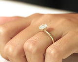 Oval Solitaire Engagement Ring in 14K Gold 1.00 CT Natural Oval Diamon. - MIUR ART