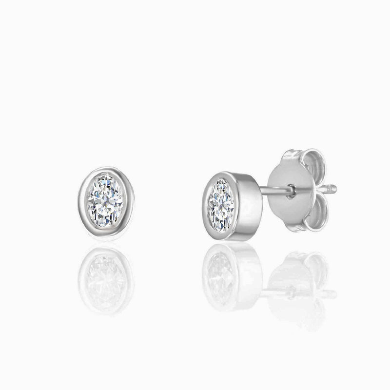 Oval stud Earrings in 14K Solid Gold / Single Diamond Stud Oval Shape / Oval Cut Diamond / Oval Stud Earrings / Oval Stud / Oval Jewelry - MIUR ART