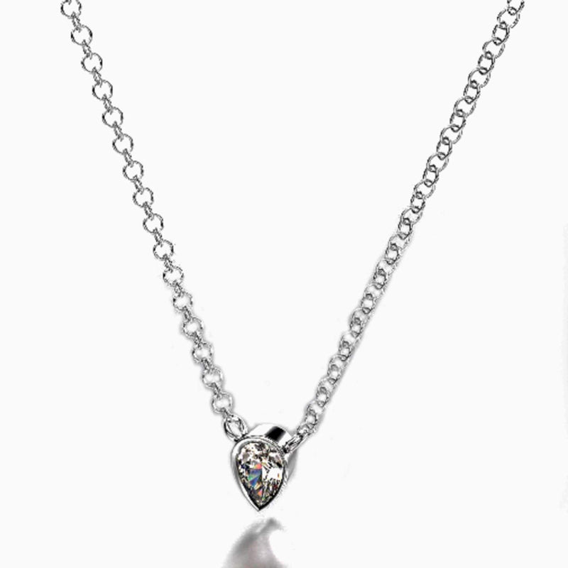 Pear Shaped Diamond Necklace / Pear Diamond Necklace / Diamond Bezel Setting Necklace 14k 18k Gold / Valentine Gift For Her - MIUR ART