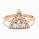 Pyramid Pave Ring in 14K Gold 1/4 CT Natural Diamond- Unique Diamond Ring, Stackable Ring, Triangle Diamond Ring by MIUR ART - MIUR ART