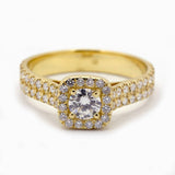 Round Shape Halo Ring in 14K Gold 1.01CT Natural Diamond / Round Halo Engagement Ring /The Ring with Double Halo - MIUR ART