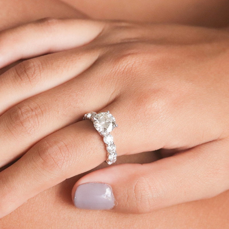 Solitaire Engagement Ring, Diamond Halo Engagement Ring, White Gold Ring, Gold Ring, Promise Ring, Propose Ring, Wedding Ring, 3.50CTW - MIUR ART