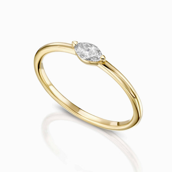 Solitaire Marquise Diamond Ring 14K Gold, 0.15 CTW Natural Diamond, Dainty Diamond Ring, Gift for Her, Tiny Diamond Ring by MIUR ART - MIUR ART