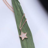 Star Diamond Necklace, 14K Gold, 1/10 CTW Round Natural Diamond, Necklace for Her, Pave Diamond Pendant, Tiny Necklace - MIUR ART