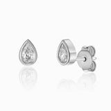 Stud Diamond Earrings Pear Shape in 14k White Rose or Yellow Gold- Single Stud Diamond Earring or Pair Stud Diamond Earrings by MIUR ART - MIUR ART