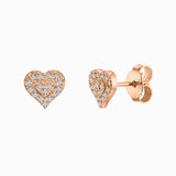 Stud Earrings Heart Shape Micro Pave Setting in 14K Gold 1/6 CTW Natural Diamond- Diamond Heart Stud Earrings, Dainty Diamond Earrings - MIUR ART
