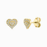 Stud Earrings Heart Shape Micro Pave Setting in 14K Gold 1/6 CTW Natural Diamond- Diamond Heart Stud Earrings, Dainty Diamond Earrings - MIUR ART