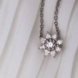 Sunflower Diamond Necklace /Sunflower Necklace / 14K Gold / 3/4 CTW Diamond / 8 Pear Diamond And Round Natural Diamond / Half Carat Diamond - MIUR ART