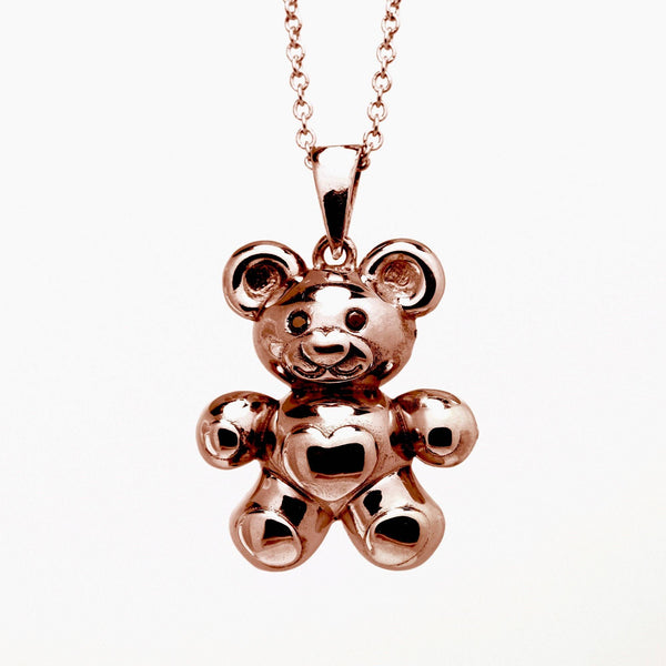 Teddy Bear Pendant in 14K Solid White Rose or Yellow Gold- Best Seller, Teddy Bear Diamond Necklace, Tiny Teddy Bear Necklace, Mother Day - MIUR ART