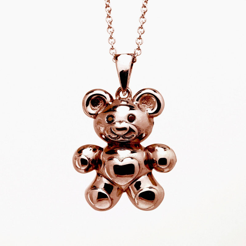 Teddy Bear Pendant in 14K Solid White Rose or Yellow Gold- Best Seller, Teddy Bear Diamond Necklace, Tiny Teddy Bear Necklace, Mother Day - MIUR ART