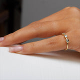 Three Stone Diamond Ring Emerald Shape in 14K Gold 0.40CT Natural Diamonds- Emerald Anniversary Ring, Emerald Ring, MIUR ART Trio Ring - MIUR ART