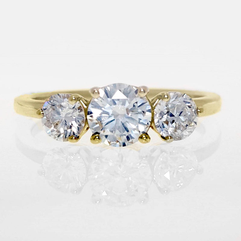 Three Stones Engagement Ring in 14K Gold 1.00 CT Natural Diamond- Diamond Wedding Ring, Ring For Her, Wedding Jewelry, Three Stones Ring - MIUR ART