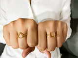 Triangular Ring 14K Gold / Tiny Diamond Ring / Geometric Ring / Promise Ring For Her / Yellow Gold / Thin Ring by Miur Art Jewelry - MIUR ART