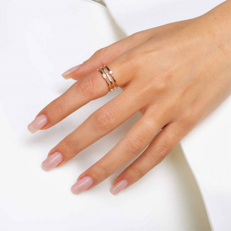 Trio Band Ring, Thin Eternity Ring Band, Dainty Stacking Delicate Ring, Rings For Women Layering Ring, Gold Ring, 14k Gold - MIUR ART