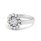 White Sun Round Diamond Engagement Ring - MIUR ART